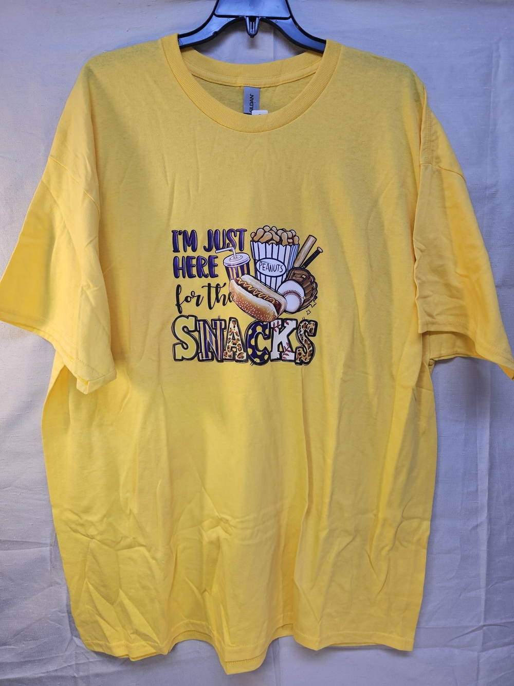 Yellow Graphic Tee "I'm Just Here For The Snacks" Size 2X